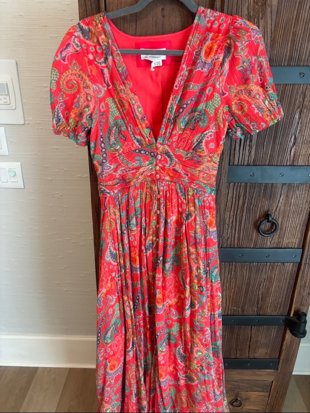 Anthropologie Red Paisley Maxi Dress
